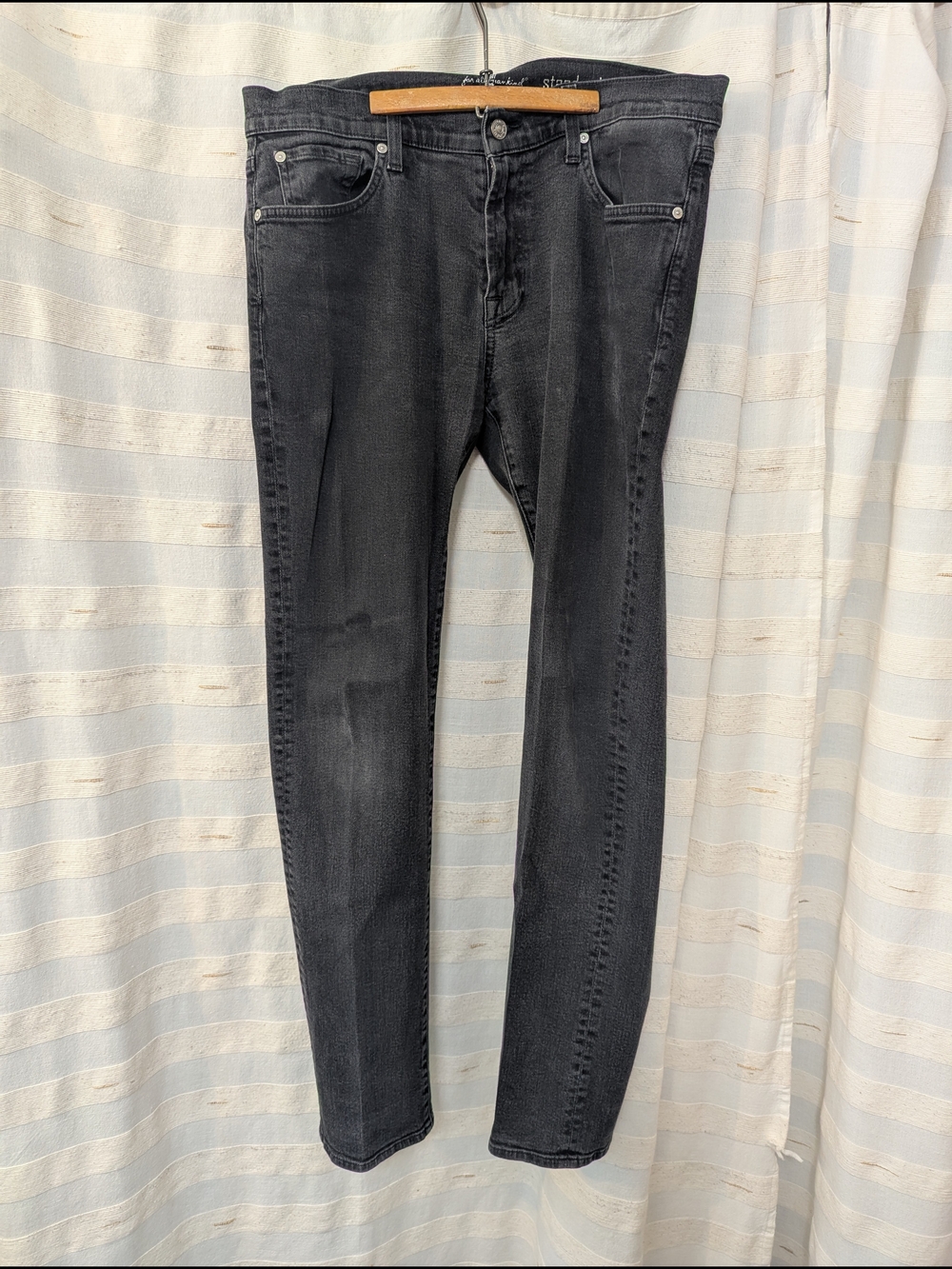 7 For All Mankind Standard Fit Jeans Faded Black Wash Size 34